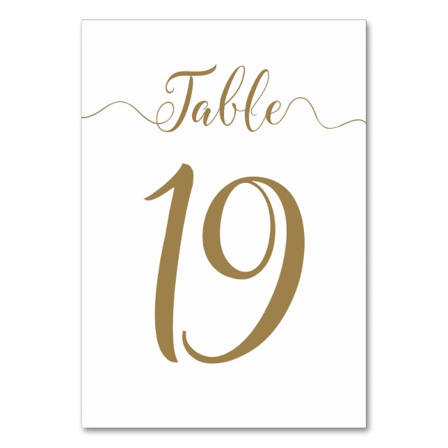 Table Numbers Gold Wedding Table 19 (Front)