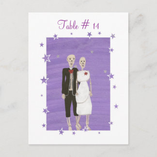 Table Numbers, Halloween Wedding Skeleton Couple Postcard