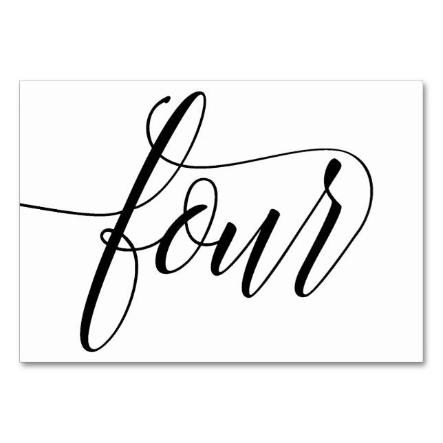 Table Numbers - Luxe Typography (Black) 4 (Front)