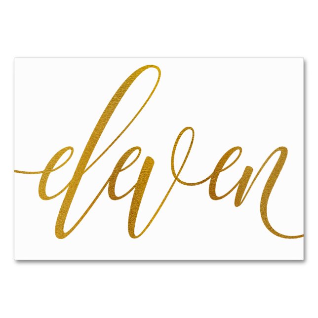 Table Numbers - Luxe Typography -Faux Gold Foil 11 (Front)