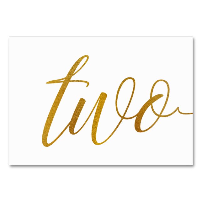 Table Numbers - Luxe Typography (Faux Gold Foil) 2 (Front)