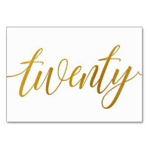Table Numbers - Luxe Typography -Faux Gold Foil 20