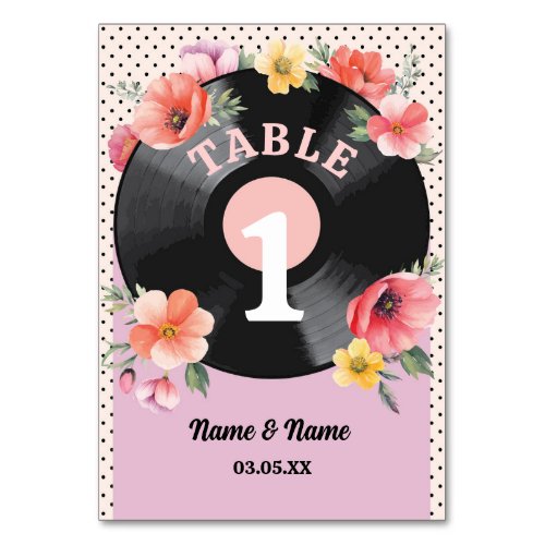Table Numbers Music Record Wedding Floral 1950s