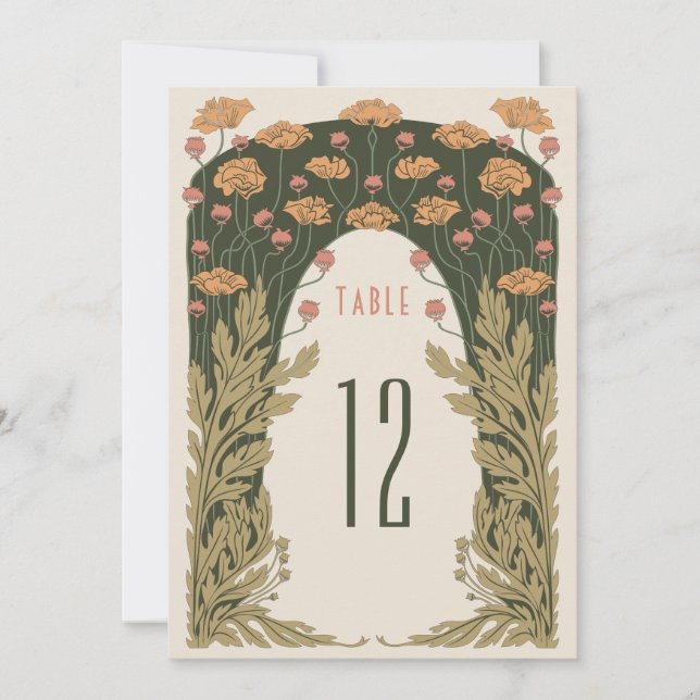 Table Numbers Olive & Orange Wedding (Front)