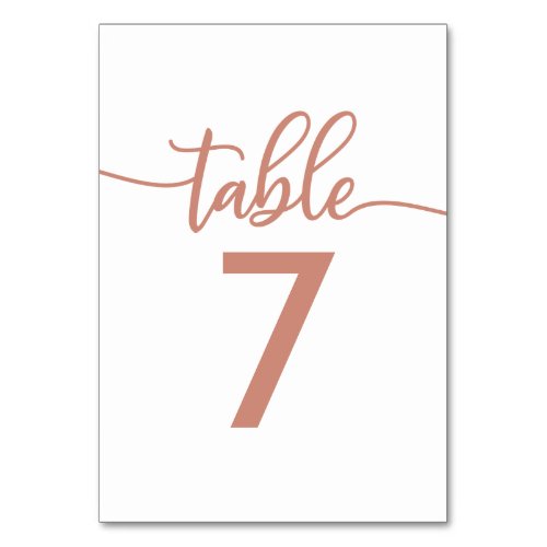 Table Numbers  Rose Gold Copper Wedding
