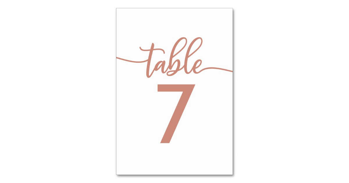 Table Numbers | Rose Gold Copper Wedding | Zazzle