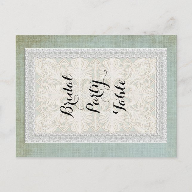 Table Numbers Rustic Lace w Aged Vintage Linen (Front)