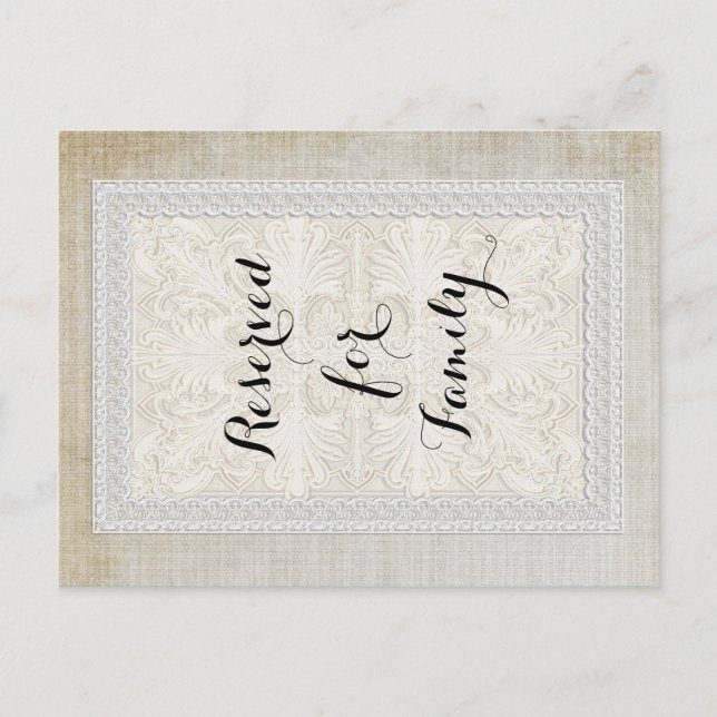 Table Numbers Rustic Lace w Aged Vintage Linen (Front)
