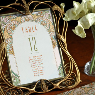 Table Numbers Vintage Art Nouveau Wedding