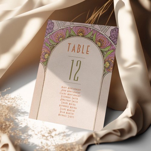 Table Numbers Vintage Art Nouveau Wedding