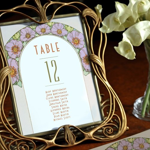 Table Numbers Vintage Art Nouveau Wedding