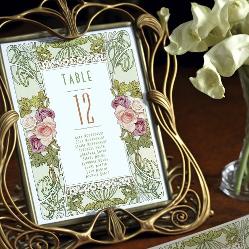 Table Numbers Vintage Art Nouveau Wedding