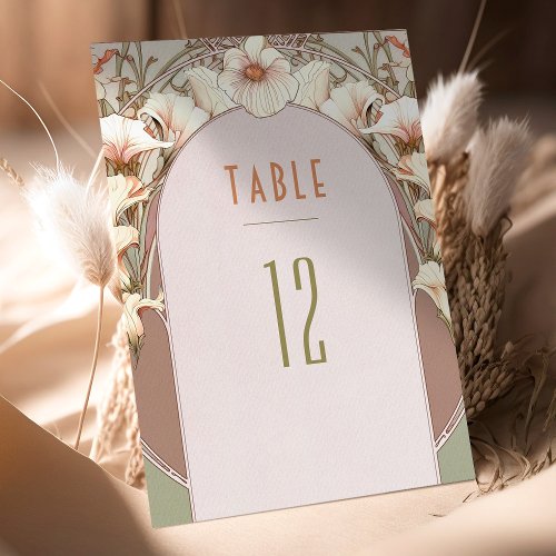 Table Numbers Vintage Art Nouveau Wedding