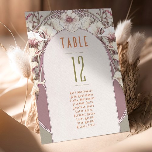 Table Numbers Vintage Art Nouveau Wedding