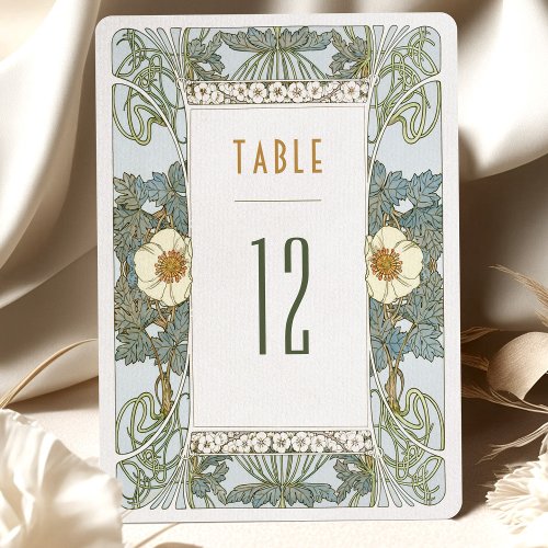 Table Numbers Vintage Art Nouveau Wedding