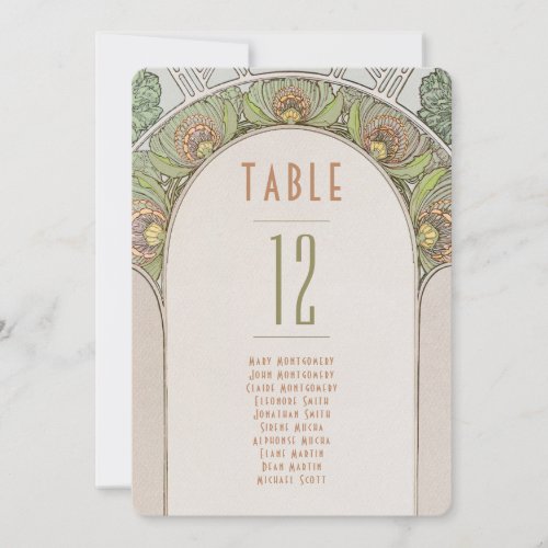 Table Numbers Vintage Art Nouveau Wedding