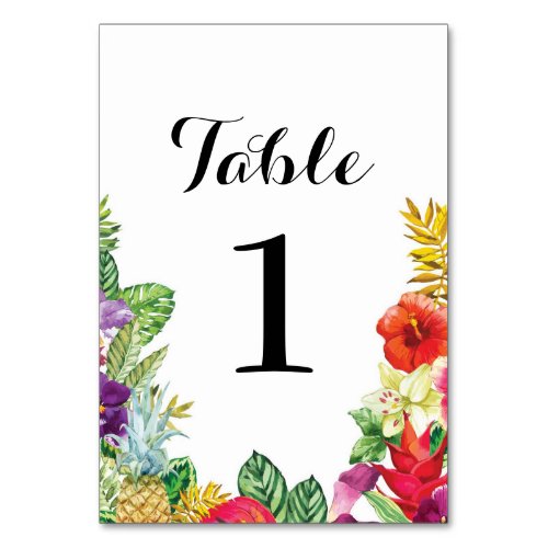 Table Numbers Wedding Aloha Tropical Chalk Cards