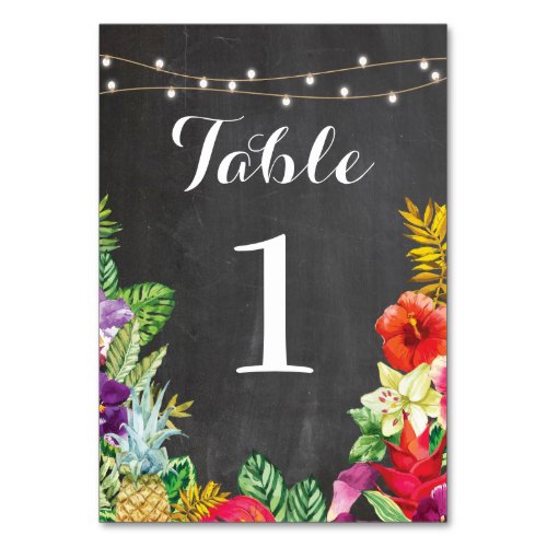 Table Numbers Wedding Aloha Tropical Chalk Cards