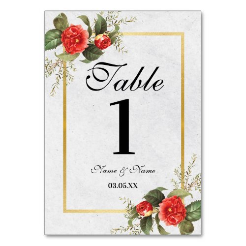 Table Numbers Wedding Christmas Festive Red Gold