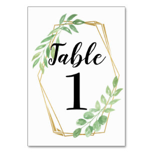 Table Numbers Wedding Gold Frame Leaves Cards