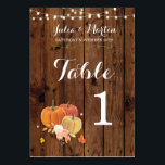 Table Numbers Wedding Pumpkin Rustic Wood Card<br><div class="desc">Pumpkin Wood Table Numbers for your next event,  change each number to suit your event size Matching items available in my store!</div>