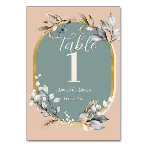Table Numbers Wedding Romantic Neutrals Teal