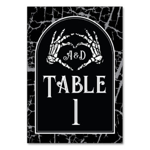 Table Numbers Wedding Skeleton Heart Hands