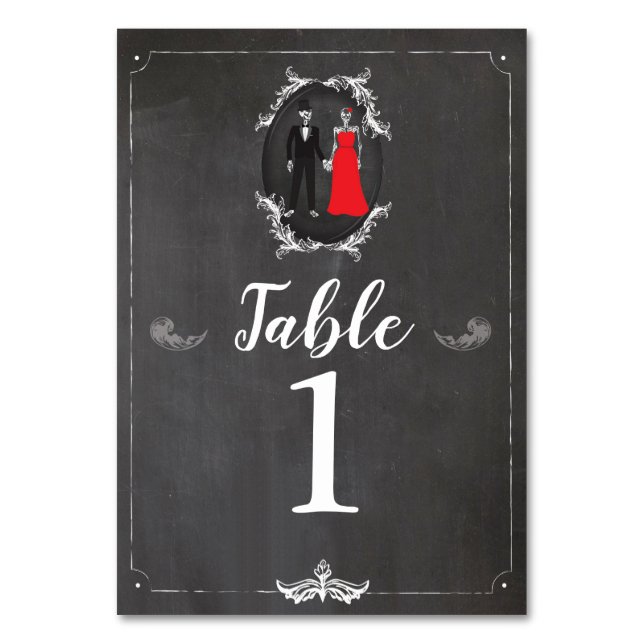 Table Numbers Wedding Skeleton Skulls Rustic Cards (Front)