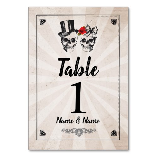 Table Numbers Wedding skulls Rustic Cards Couples