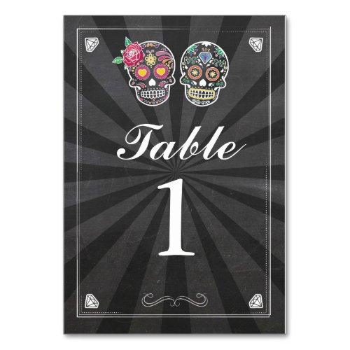 Table Numbers Wedding Sugar Skull Chalk Cards