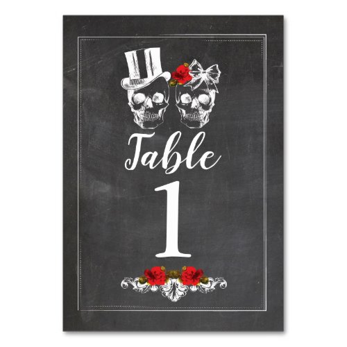 Table Numbers Wedding Sugar Skulls Rustic Cards
