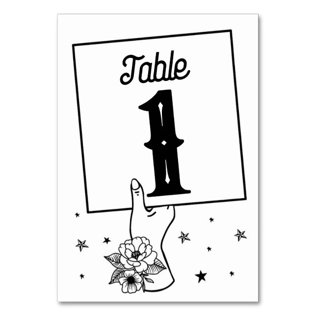 Table Numbers Wedding Traditional Tattoo Rock (Front)