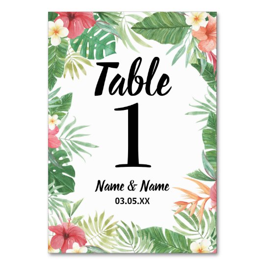 Table Numbers Wedding Tropical Aloha Flowers | Zazzle.com