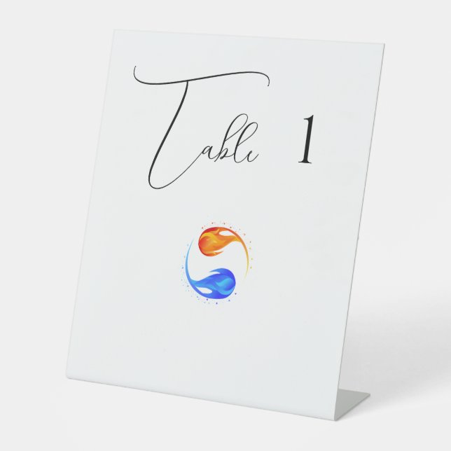 Table Numbers- Wedding-Twin Flames-White- Pedestal Sign (Front)
