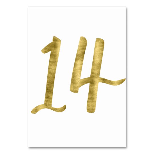 Table Numbers With Gold Foil Effect Number 14 | Zazzle.com