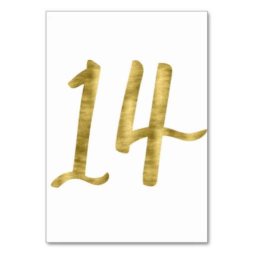 Table Numbers With Gold Foil Effect Number 14 | Zazzle