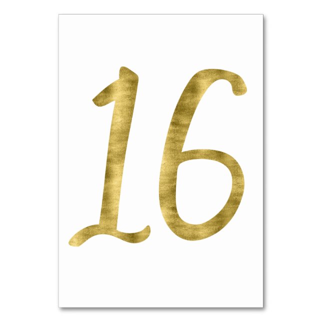 Table Numbers With Gold Foil Effect Number 16 (Front)