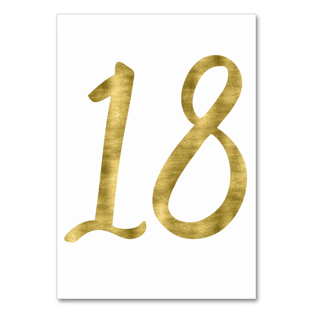 Table Numbers With Gold Foil Effect Number 18 | Zazzle