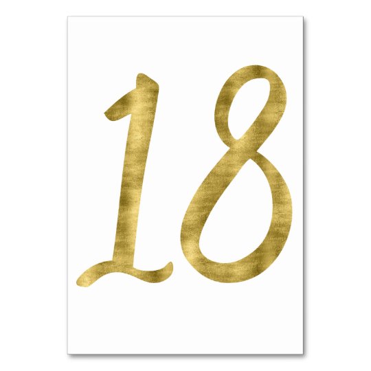 Table Numbers With Gold Foil Effect Number 18 | Zazzle.com