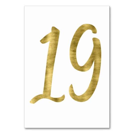 Table Numbers With Gold Foil Effect Number 19 | Zazzle.com