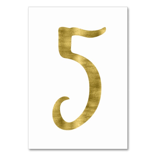 Table Numbers With Gold Foil Effect Number 5 (Front)
