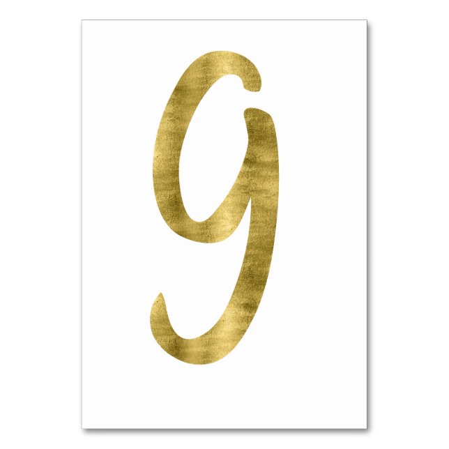 Table Numbers With Gold Foil Effect Number 9 (Front)