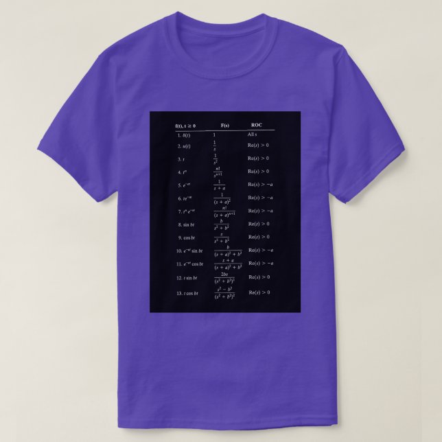 Table of Laplace Transform Table Laplace Transform T-Shirt (Design Front)