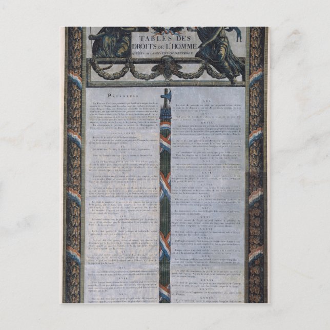 Table of the Declaration of the Rights of Man Postcard (Front)