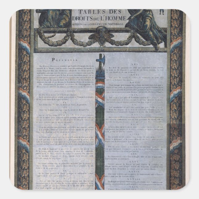 Table of the Declaration of the Rights of Man Square Sticker (Front)