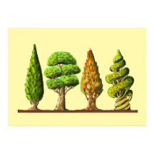 table of three carved trees digital drawing