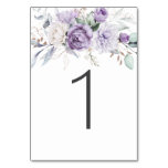 Table One Watercolor Purple Floral Wedding Table Number