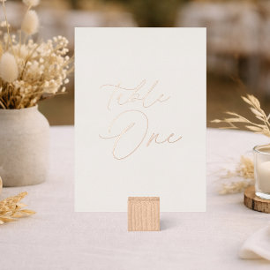 Table One Wedding Sign   Real Gold Foil card