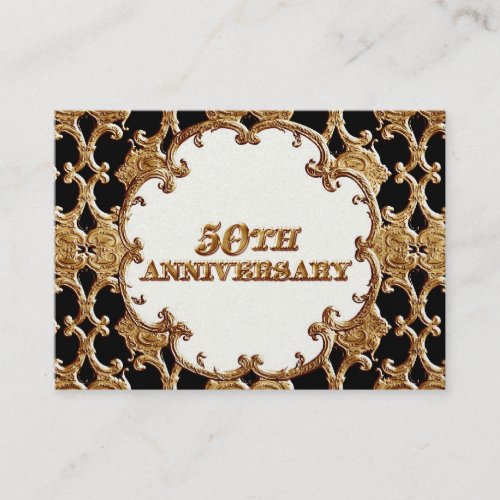 Table Place Card  _ Golden French Swirl 50th Anniv