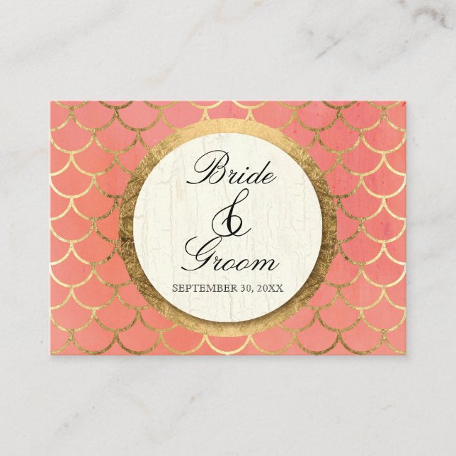 Table Place Cards Art Deco Shell Faux Gold Wedding (Front)